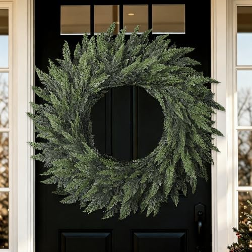 32'' Extra Large Cedar Wreath for Front Door, Faux Christmas Door Wreath - Image 3