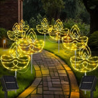 Riakrum 8 Pack Solar Diwali Lights, Lotus Shape, Diwali Outdoor Decorations by Riakrum