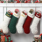 Personalized Christmas Stockings,Custom Embroidered Name & Monogram Knit Stockings for Kids,Family - Checkered Cable Knit 18" Christmas Stocking for Fireplace Holiday Decor(4 Pack) by Infiher