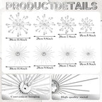 Blulu 8 Pcs Silver Metal Starburst Wall Art, 3D Crystal Teardrop Rhinestone Wall Sculptures, Modern Mid Century Hanging Accents Decor for Living Room Bedroom Entryway Office Home Decoration - Image 3