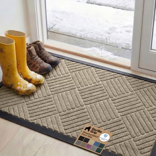 GORILLA GRIP WeatherMAX Door Mat, Indoor Outdoor Use, 47x35, Beige Diamond by GorillaGrip