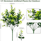 20 Bundles Artificial Plants for Outdoor Fake Plants for Spring Decoration,Faux Eucalyptus Plants for Planter UV Resistant Lifelike for Home Porch Garden（Green） - Image 2