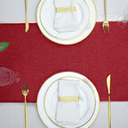 Burlap Table Runner Burgundy Jute Table Linens 2 Pack 13 x 84 Inch - Image 3