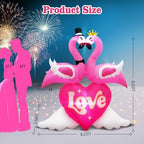 6.6FT Valentines Day Inflatables Pink Flamingos Couple with Love and Heart Decoration, Valentines Blow up Yard Decoration Flamingo Inflatable Built-in 5 LED for Anniversary Valentine Day Wedding Decor - Image 2