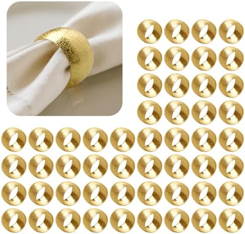 52 Pcs Gold Napkin Rings,Table Metal Napkin Ring Holders Cloth Table Setting Decorations for Wedding, Dinners Party, Anniversary, Birthday (Classic) by LECEHIVO