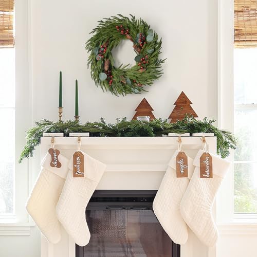 Christmas Decorations, 22 Inch Norfolk Pine Wreath with Pine Cones, Berries - Image 4