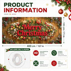 Christmas garage door banner (157.5 x 70.9 inches) featuring a rustic wood-grain design and "Merry Christmas" lettering; suitable for outdoor holiday decoration of homes and yards. - Image 5
