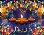 Happy Diwali Backdrop 10x8ft Fabric India Festival of Lights Firework Photography Background Diwali Decorations Party Supplies - Image 4