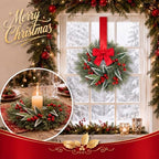 Dingion 4 Pcs 12 Inch Christmas Cabinet Wreaths for Kitchen with Red Bow - Image 4