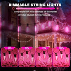 LAMPHOME 2-Pack 26Ft ST38 Pink Valentine's Day Patio Lights ，Outdoor String Lights with 12+1 ST38 Edison Bulbs, Shatterproof LED Lights for Outside Bistro Christmas Wedding Party Decorations - Image 6