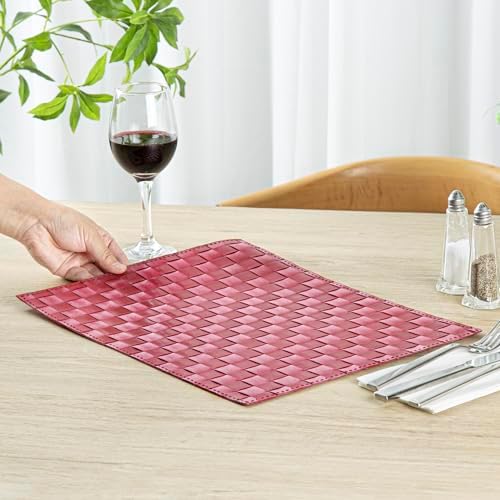 Restaurantware Rectangle Red Woven Placemat, 16 x 12 in, 6 Pack - Image 5