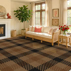 JTJ Easy Jute 8x10 Outdoor Rug, Brown Checkered Farmhouse, Washable - Image 3