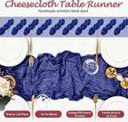 10 Pack Roal Blue Cheesecloth Table Runner 17"x108" Boho Gauze Fabric Table Runner Vintage Rustic Sheer Runners for Wedding Party Bridal Baby Shower Table Decorations - Image 7