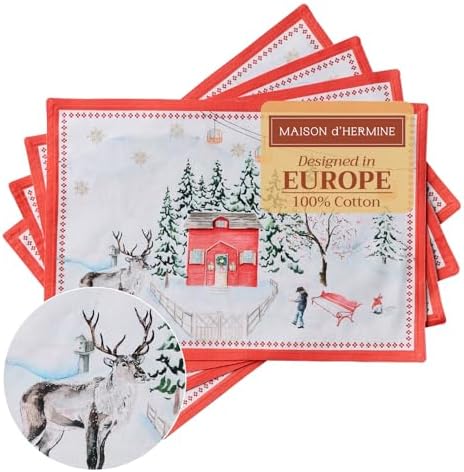 Maison d' Hermine Placemats Set of 4 Reusable 100% Cotton (13"x19") by MaisondHermine