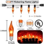 27.8Ft Fall Decor Flickering Flame String Lights Orange Halloween Lights with 25+2 Pack C7 Orange Flame Light Bulbs, Flame String Lights for Fall Halloween Decorations for Home Mantel Party Garden - Image 3