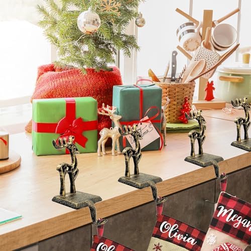 6 Pieces Reindeer Christmas Stocking Holder Christmas Hooks Skid Mantel Hooks Hanger for Fireplace Free Standing Christmas Decorations - Image 5