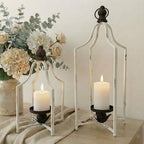 12.5" & 16.5" Timeless Cozy Decorative Lanterns Set of 2, Handcrafted Metal Iron Candle Holders, Farmhouse Elegance Fireplace Mantel Table Festive Gatherings Decor by FenisamDecorYourChoice