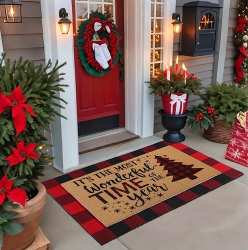 Tinideya 2 Pcs Christmas Tree Layered Doormat Set for Front Porch - Image 5
