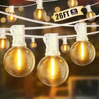 LAMPHOME 4 Pack 26FT LED Outdoor String Lights, 12+1 Shatterproof G40 Edison Bulbs, Connectable & Weatherproof Commercial Grade Patio Lights, Warm White Backyard Decorative Lighting by ULL