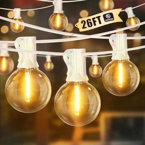 LAMPHOME 4 Pack 26FT LED Outdoor String Lights, 12+1 Shatterproof G40 Edison Bulbs, Connectable & Weatherproof Commercial Grade Patio Lights, Warm White Backyard Decorative Lighting by ULL