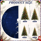 60 Inches Velvet Christmas Tree Skirt Decorations Blue Luxury Xmas Fur Plush Skirts for Merry Christmas Party Rustic Vintage Holiday Home Winter - Image 2