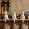 3 Pack Christmas Terracotta Snowman Stocking Holders for Mantel, Ceramic by Chumia