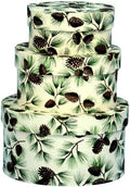 Sarah's Hat Boxes – Pine Cones Decorative Gift Box Set of 3 | Elegant Reusable Storage Boxes for Gifts, Keepsakes, Jewelry, or Special Items | Unique Printed Design by SarahsHatBoxes
