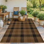 JTJ Easy Jute Outdoor Rug 5x7, Black & Brown Plaid, Washable - Image 3