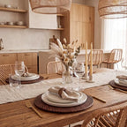 Set of 4 Rattan Charger Plates with Napkin Rings, Dark Brown - Image 6