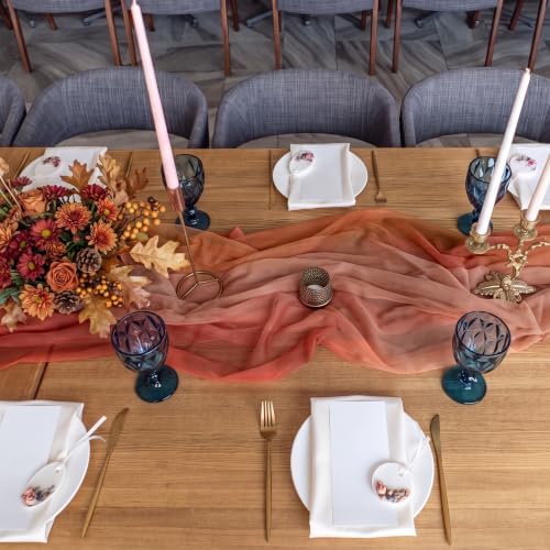 10 Pcs Fall Tulle Table Runners 30 x 120 Inch Gauze Sheer Table Runner - Image 5