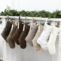 8 Pcs Neutral Christmas Stockings Set, 20'' Farmhouse Plush Faux Fur & 18'' Earth Tones Brown Cable Knitted Fireplace Xmas Stockings with Name Tags for Family Holiday Decor by Qinhenes