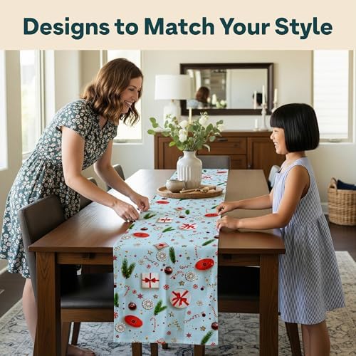Holiday Table Runners | Confetti Design | Seasonal Table Decorations | Kitchen Dining Table Runner | Made in The USA | Stain Resistant | 14" x 90" Long - Image 5