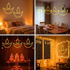 Huquary 4 Pcs Solar Diwali Diya Lights Window Lights Diwali Decorations for Home Deepavali Hanging Silhouette Lighted Decor with Solar Stake 4 Hooks for Indian Festival Mandir Altar Shrine Pooja Decor - Image 4