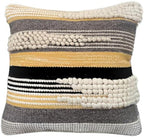 Boho Throw Pillow Cover 20x20, Black Gray Textured Decorative Pillow Cover, Handwoven Moroccan Accent Cushion Case, Wool Cotton Farmhouse Home Decor (1 Piece) by CocoMarketplace