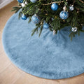Viorawhite Dusty Blue Christmas Tree Skirt, 60 Inch Large Faux Fur by VioraWhite