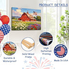 July 4th Patriotic Canvas Wall Art 4th of July USA Decorations Rustic American Flag and Wildflower Farmhouse Picture Wall Decor Independence Day Home Decor 20x24in - Image 4