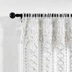 Lush Decor Boho Macrame Textured Cotton Window Curtain Panel, 40" W x 84" L, White - Room Divider or Wedding Decor - Boho, Macrame - Image 5