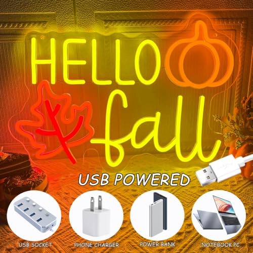 Hello Fall Neon Sign Dimmable Autumn Neon Led Lights with Maple Leaf - Image 5
