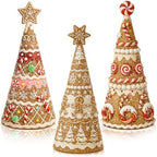 Simgoing 3 Packs Gingerbread Christmas Tree Figurines Resin Tabletop Decor by Simgoing