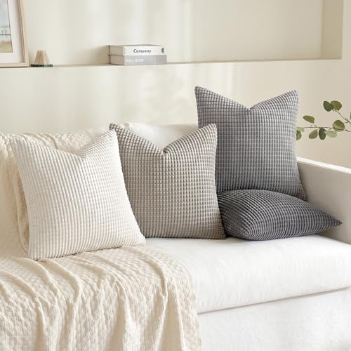 MIULEE Neutral Decorative Pillow Covers 20x20 Inch Set of 4 Modern Grey - Image 2