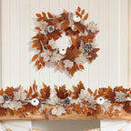 2 Pack 9Ft Fall Garland with Lights, Thanksgiving Mantel Decor - Image 4