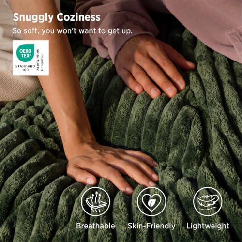 Bedsure Soft Twin Blanket for Bed Decor Gifts Olive Green 60"x80" - Image 3