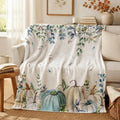 Blue Pumpkin Flannel Throw Blanket 80X60in by Paopoed
