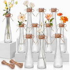 Set of 12 Clear Glass Bud Vases for Centerpiece, Ribbed by Unknown