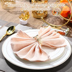 24 6 Set Gold Napkin Rings and Cotton Napkins Bismillah Letter Metal Napkin Buckles Dinner Cloth Napkins Muslim Table Decoration for Ramadan Party Islamic Holiday (Gold) - Image 4