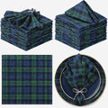 Funnymoom 24 Pcs Christmas Linen Plaid Cloth Napkins Blue and Green by Funnymoom