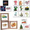 Farmhouse Summer Fall Winter Spring Interchangeable Wall Decor Set Large Tiered Tray Decor, Farmhouse Season Signs, 3 Wooden Frames 48 Signs Pictures,Festival Birthday Kids Bedroom Office Decorations by PENEPICO-SIMPLELIFE