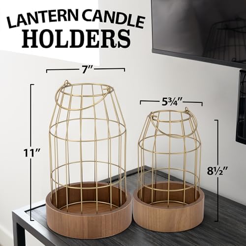 Rustic Farmhouse Lantern Decor Set of 2 - Stylish Decorative Lanterns - Image 5