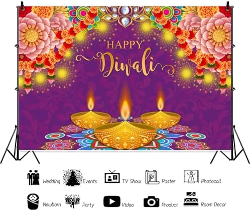 Happy Diwali Backdrop Diwali Party Decorations Deepavali 20x10ft - Image 3