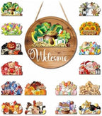 Interchangeable Welcome Sign for Front Door, Seasonal Wooden Door Decor by Unknown